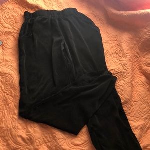 Black rayon and polyester trousers